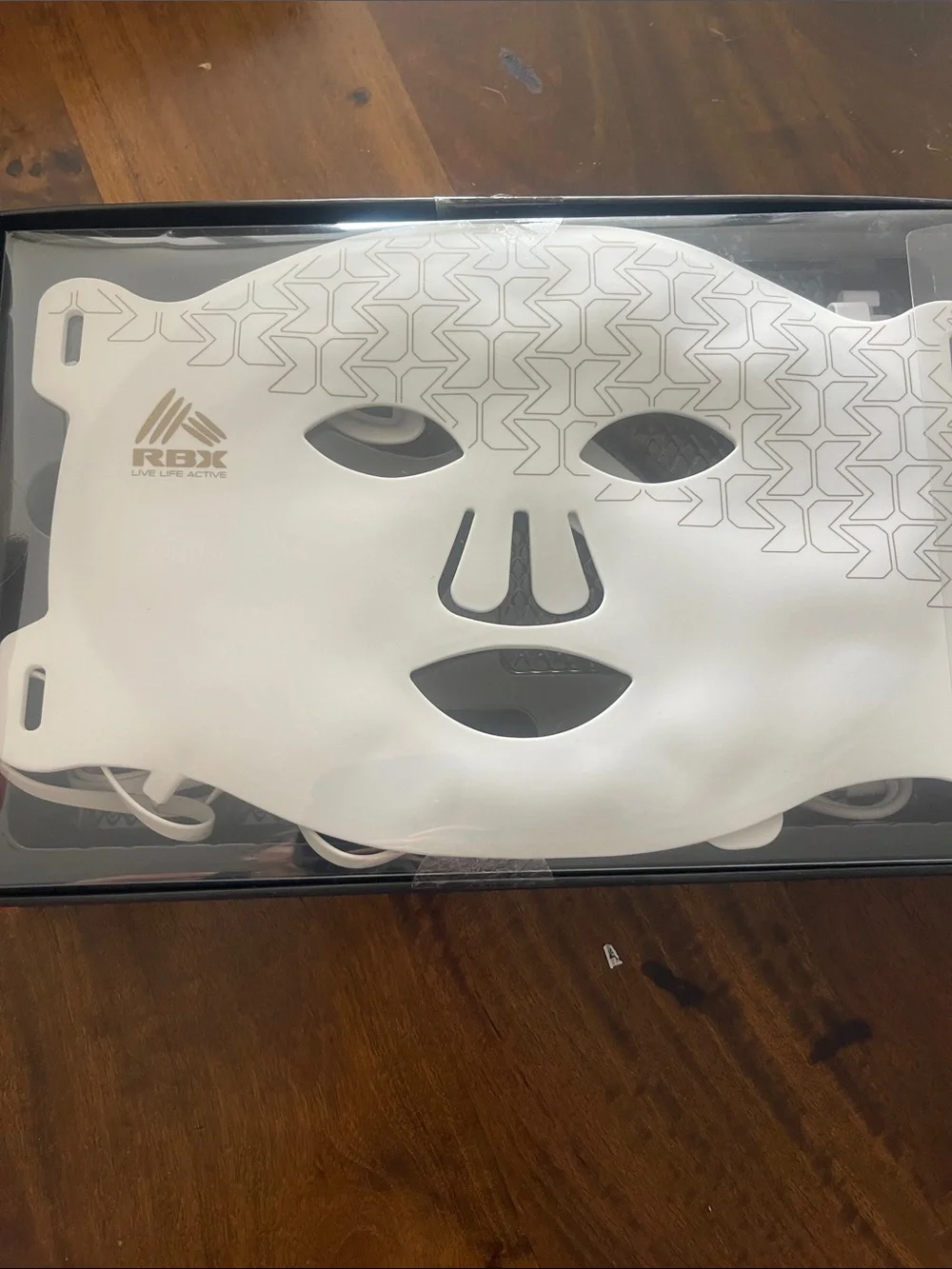 RBX White LED Light Therapy Facial Mask with Red Accent